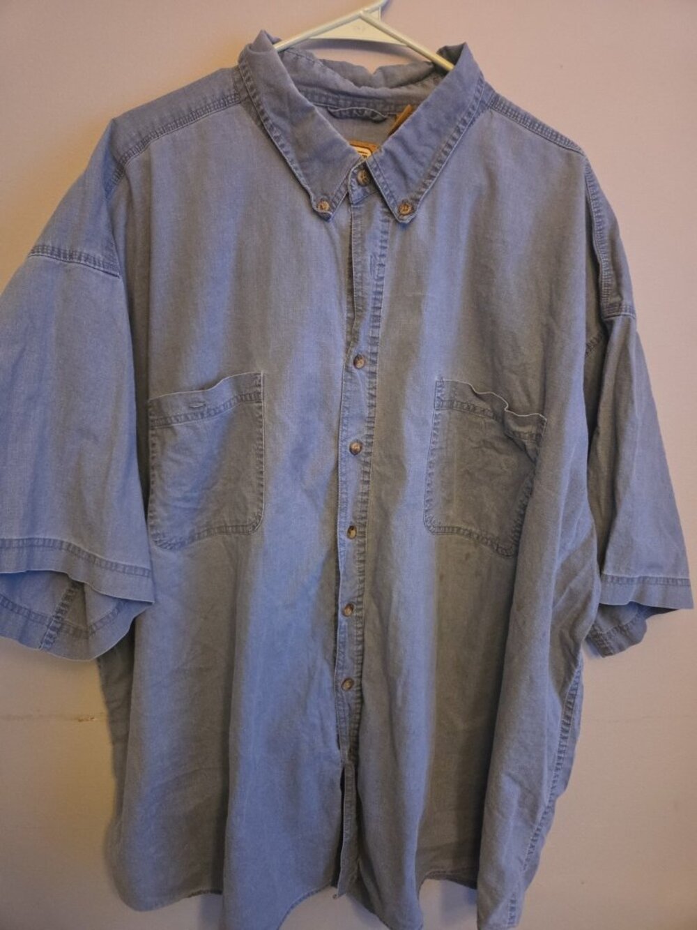 C.E. Schmidt Mens 3XL Short Sleeve Denim Button Down Shirt Workwear